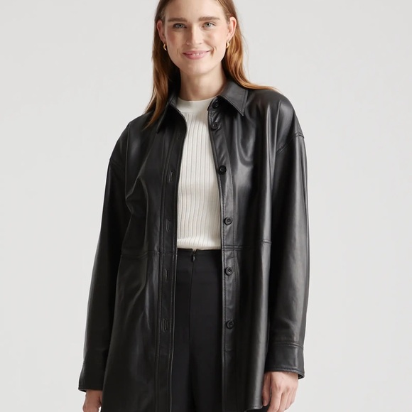 NWT Quince 100% Leather Shirt Jacket - Picture 6 of 14